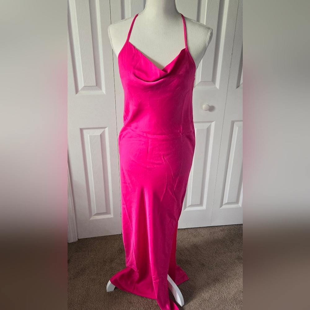 Open Edit, Cowl Back Satin Dress, Small (4-6)